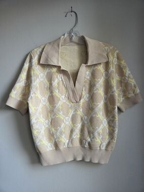 Miss Sixty Smiley Polo Short Sleeve Sand Yellow Sweater Xxs